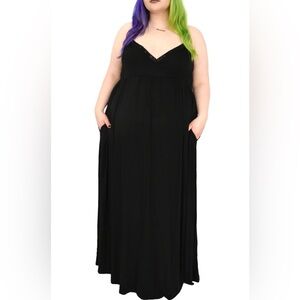 Foxblood Black Maxie Dress with adjustable Crisscross Straps, Lace Accents 3X